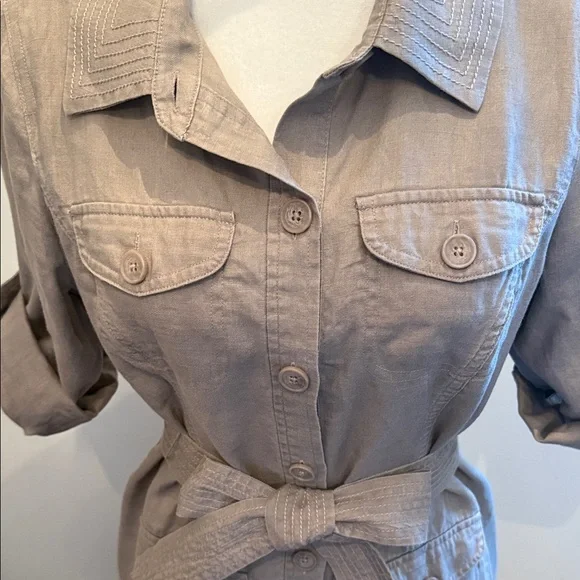 Boden Taupe Belted Shirt Dress - Picture 4 of 5